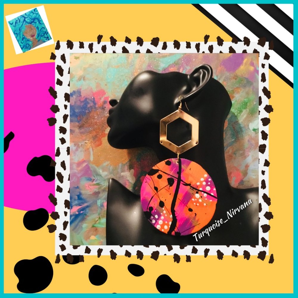 L-71: Sunset Gold Hexagon XL Mixxy Earrings